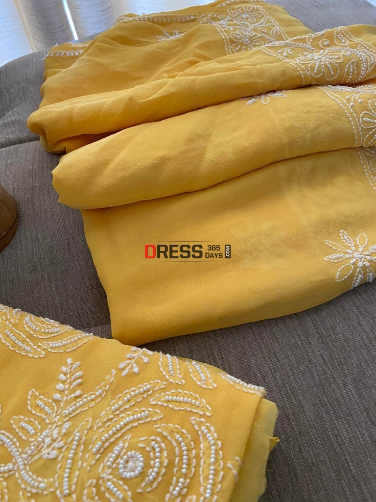 Yellow Pearl Lucknowi Chikankari Suit Suits