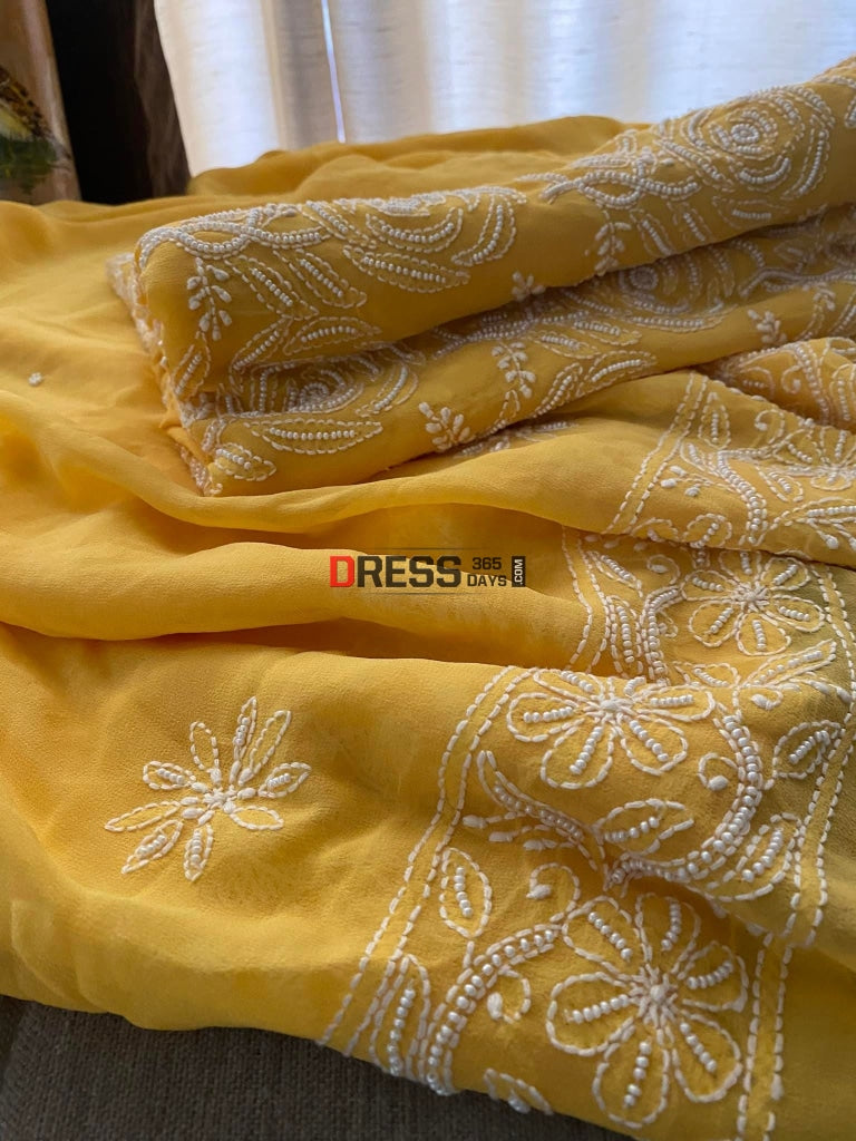 Yellow Pearl Lucknowi Chikankari Suit Suits