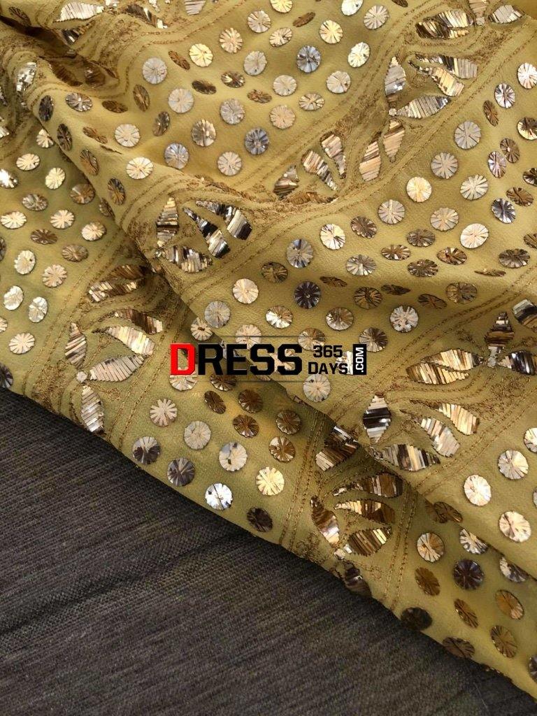 Yellow Pure Georgette Kamdani Suit Suits