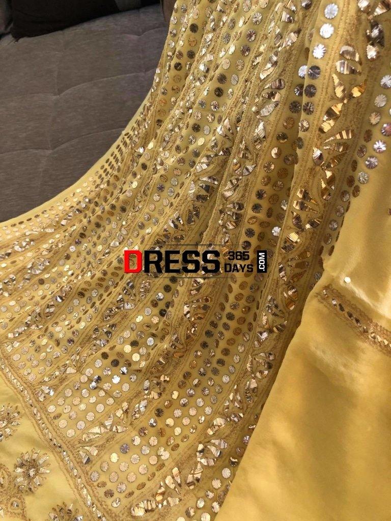 Yellow Pure Georgette Kamdani Suit Suits
