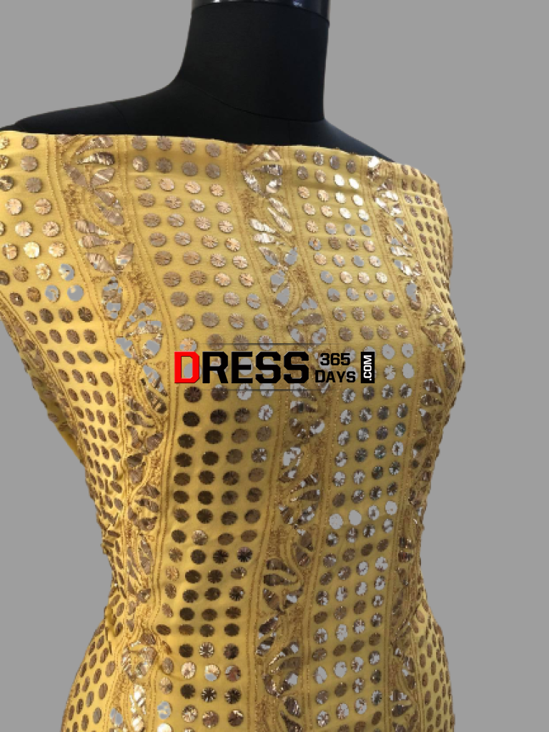 Yellow Pure Georgette Kamdani Suit Suits