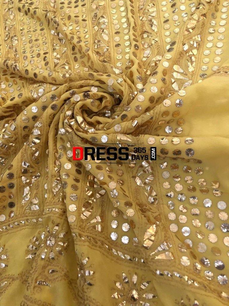 Yellow Pure Georgette Kamdani Suit Suits