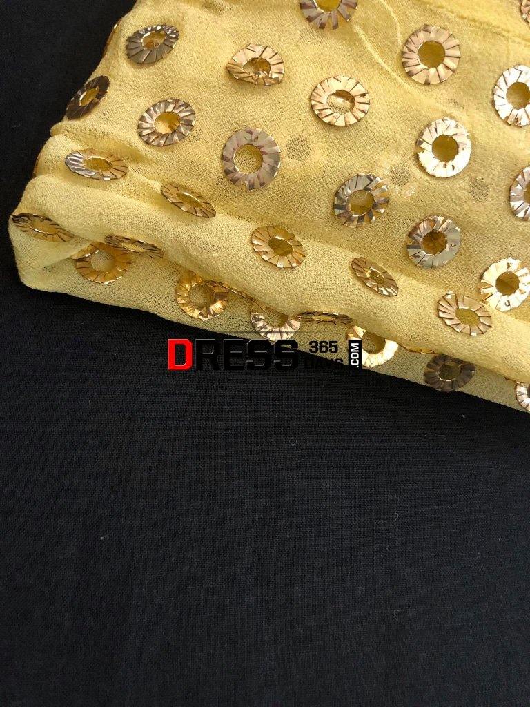 Yellow Ring Mukaish Anarkali Suit Chikankari