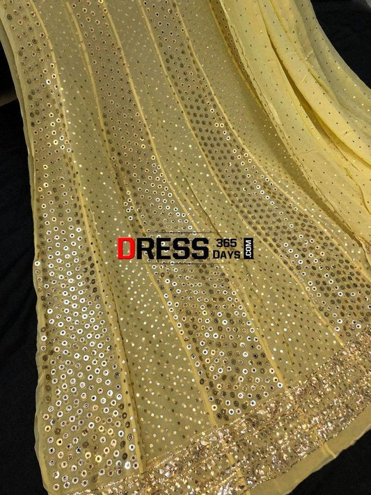 Yellow Ring Mukaish Anarkali Suit Chikankari